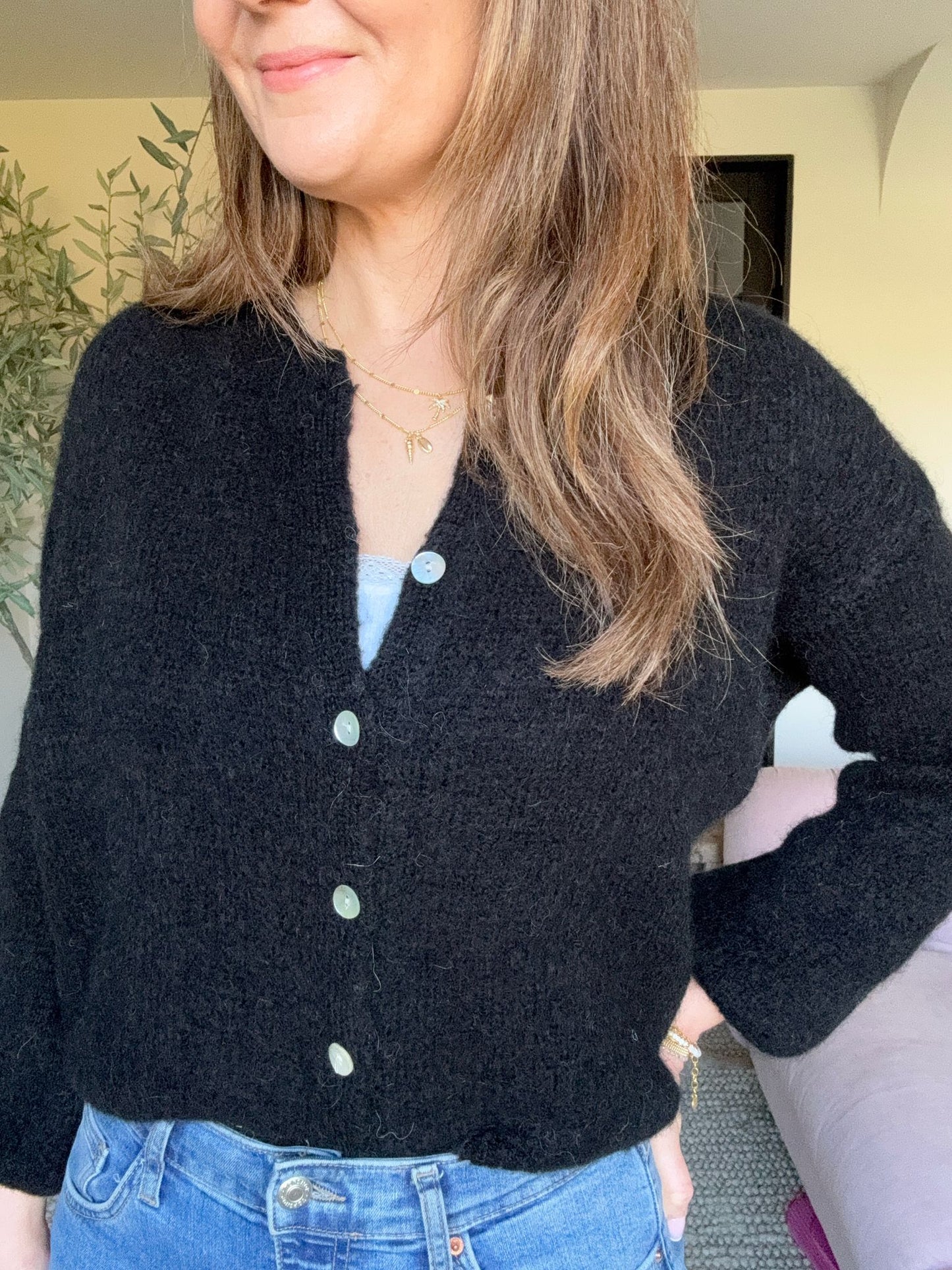 Black Wool Blend cardigan