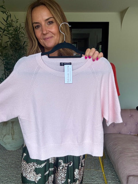 Pale Pink 3/4 Sleeve Jumper