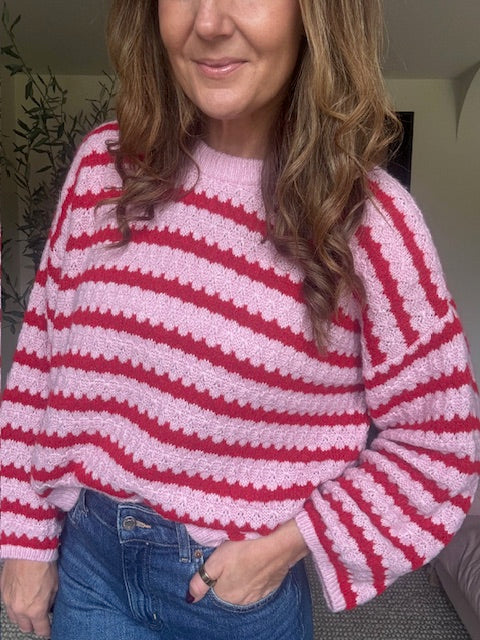 Pink/Red Striped Jumper
