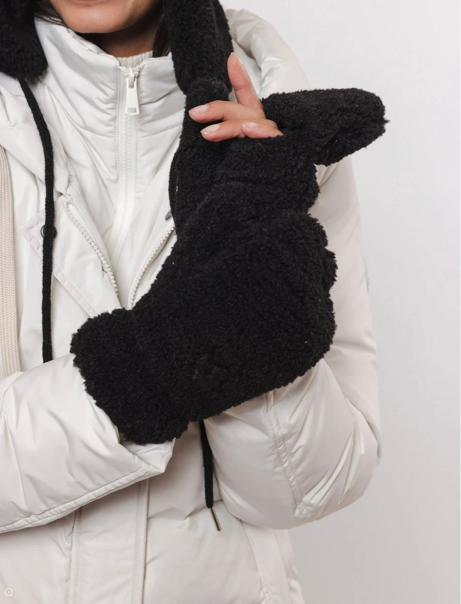 Rino and Pelle Black Teddy Mittens