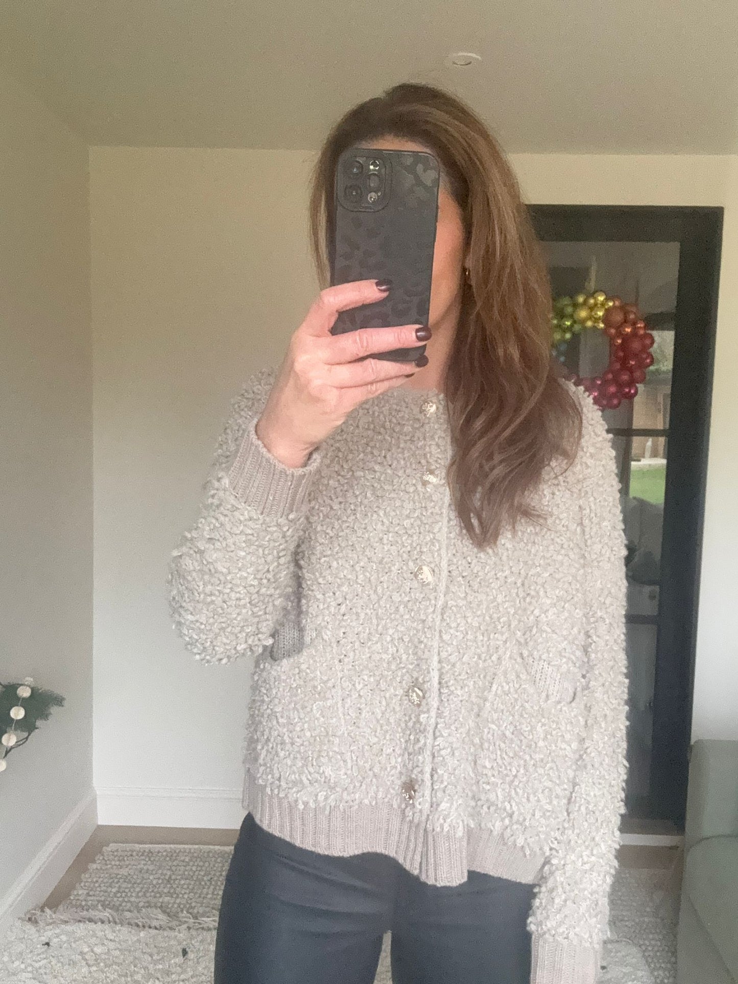 Taupe Textured Soft Knit Cardigan