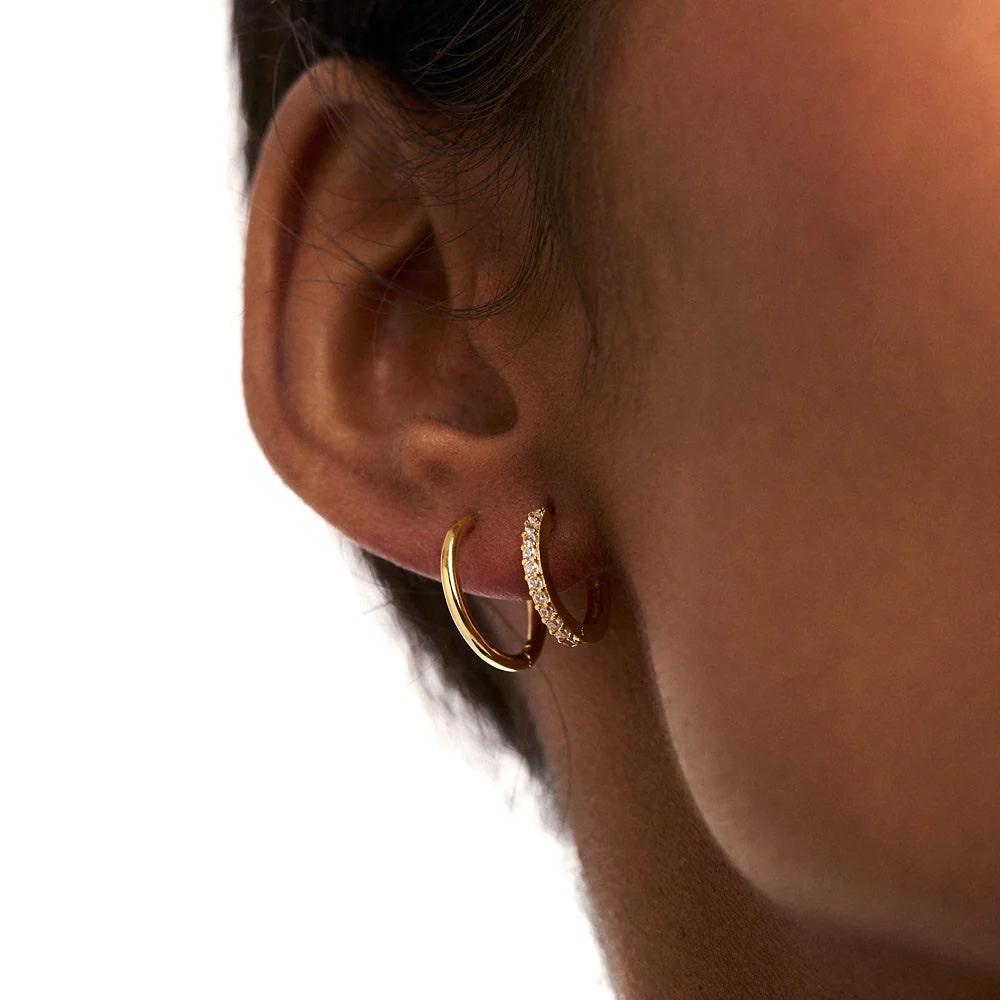 Orelia Gold Pavé Huggie Hoop Earrings