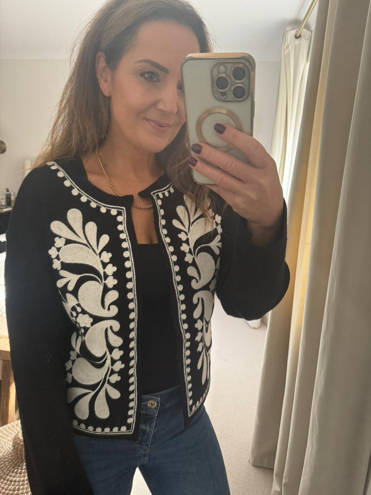 Black and White Patterned Cardigan