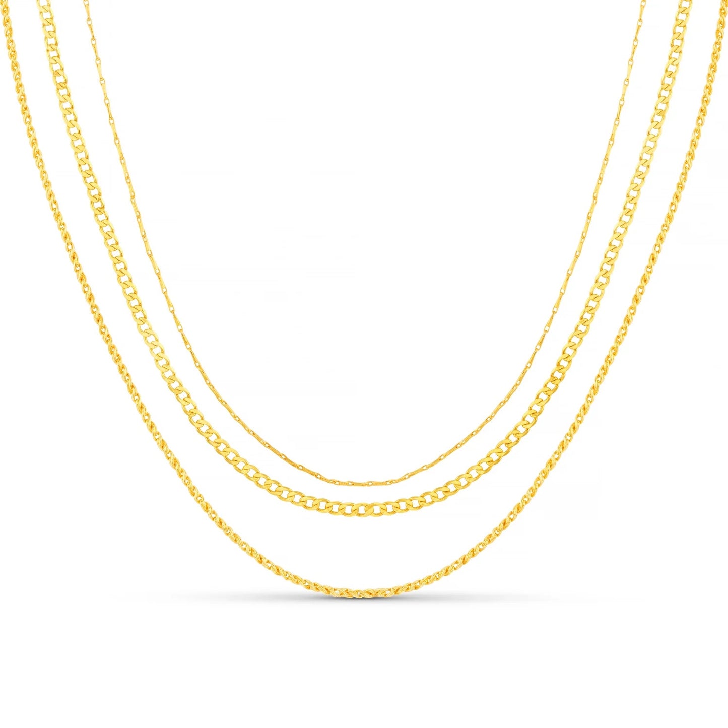 Fine Chain 3-Row Necklace