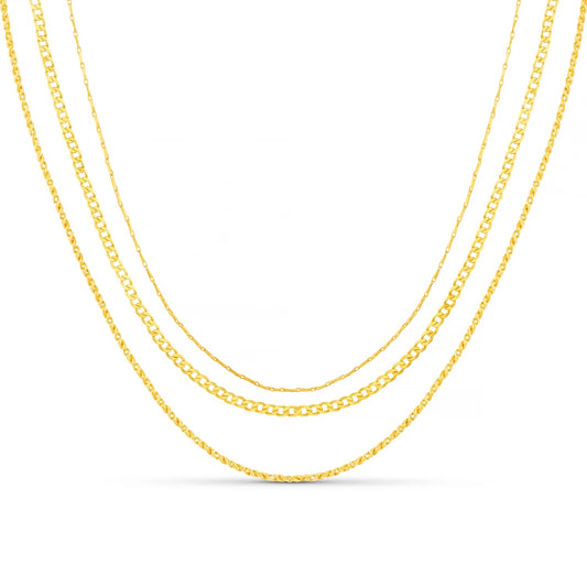 Fine Chain 3-Row Necklace