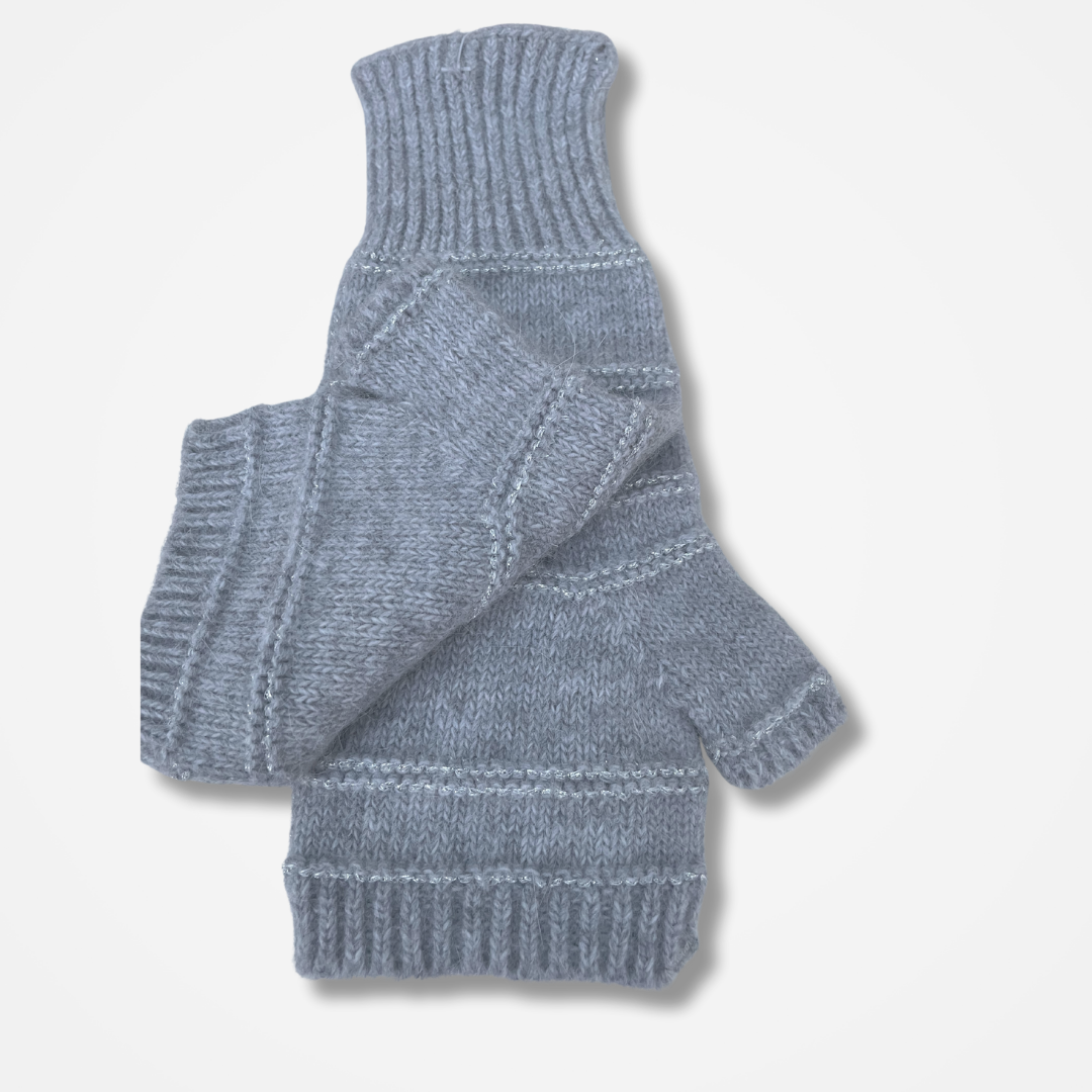 Grey/silver Angora Fingerless Gloves