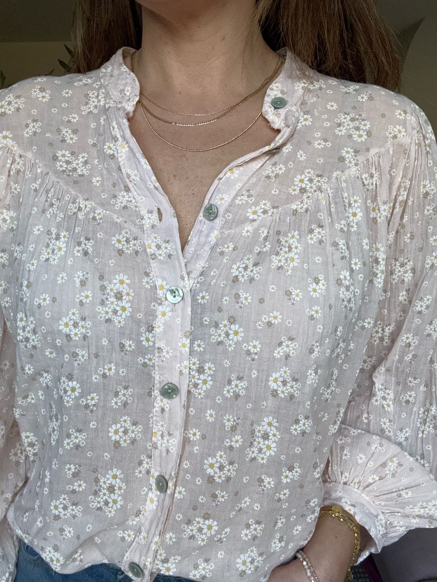 Soft Pink Floral Cotton shirt