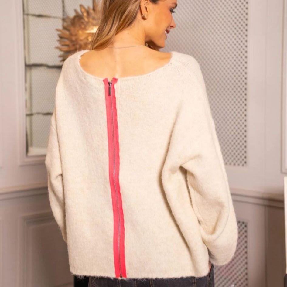 Cream Zip back Alpaca Jumper