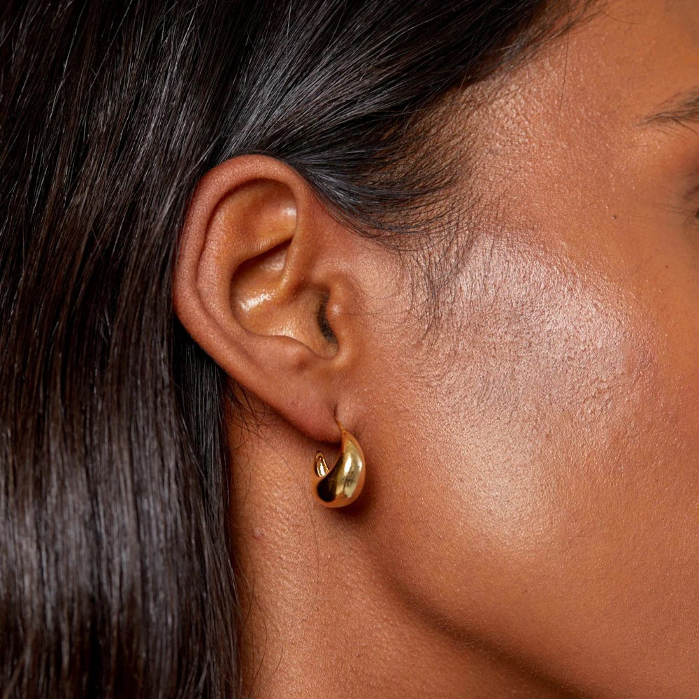 Orelia Gold Small Tapered Domed Hoop Earrings