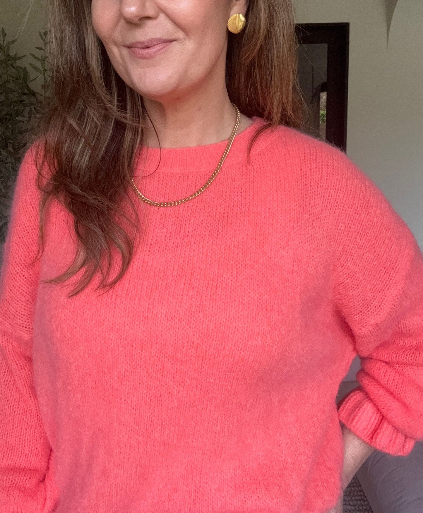 Coral wool blend Jumper with scallop cuff