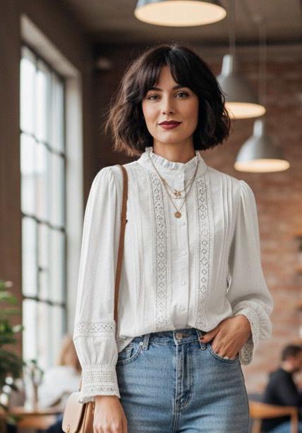 Burgundy Marketa Embroidery Detailed Blouse