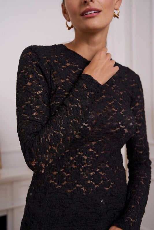 Black Lace Long Sleeved T-shirt