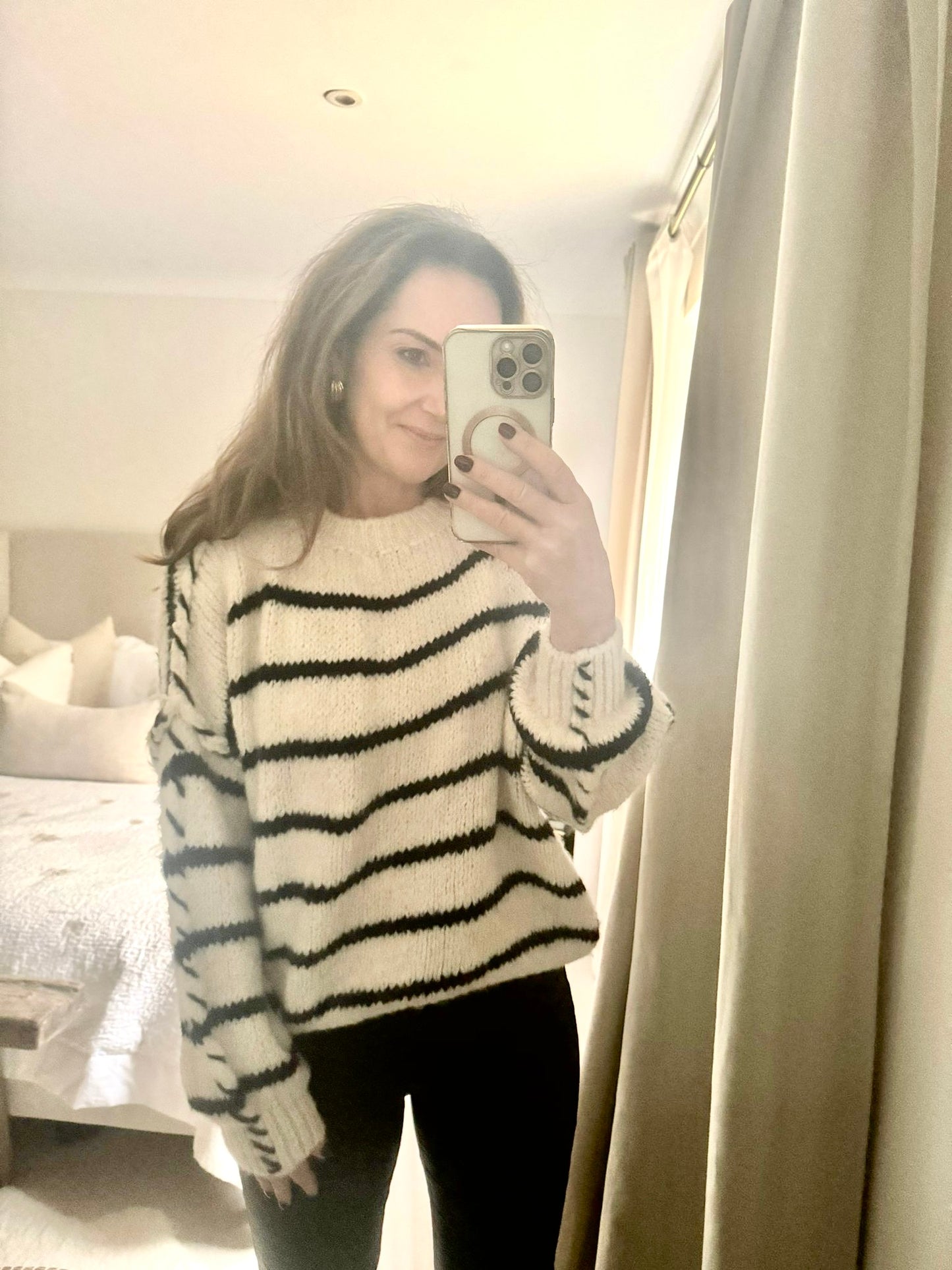 Navy and White Striped Jumper