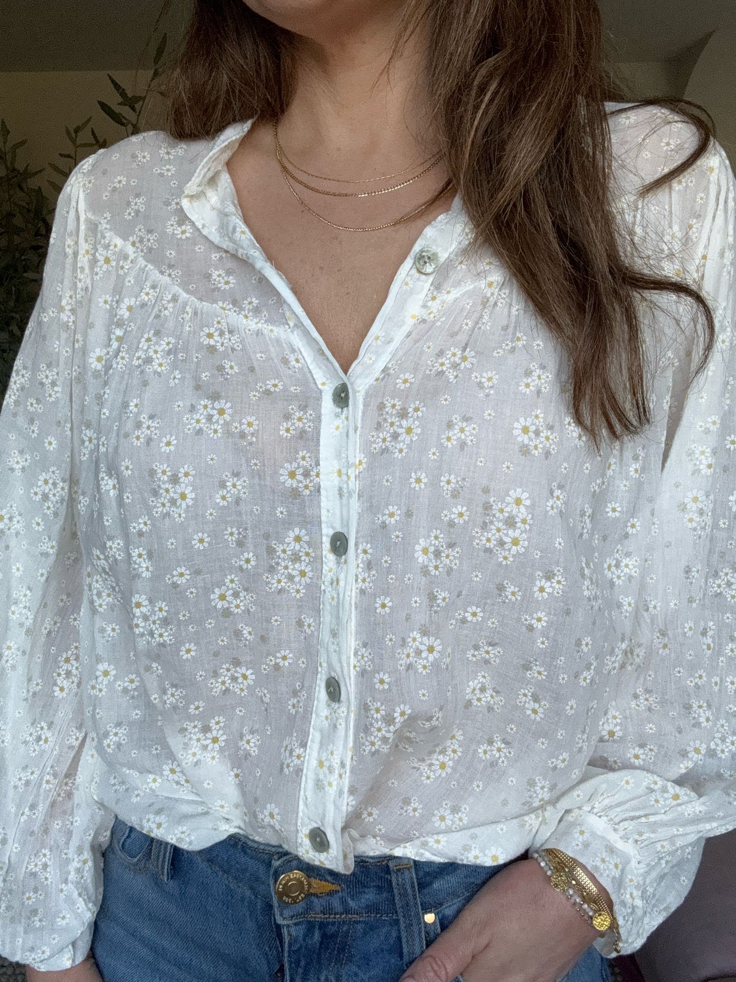 White Floral Cotton shirt