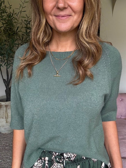 Khaki 3/4 Sleeve Jumper