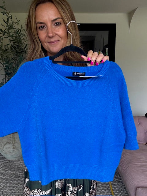 Blue 3/4 Sleeve Jumper