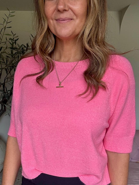 Pink 3/4 Sleeve Jumper