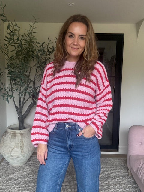 Pink/Red Striped Jumper
